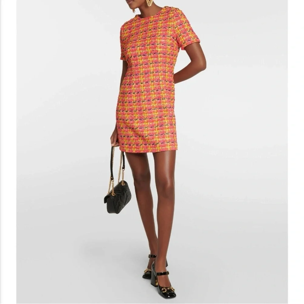 Gucci Neon Lame Tweed Fuchsia & Yellow NWT (detached) - Picture 1 of 10